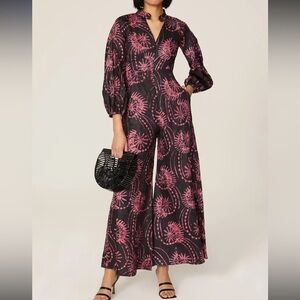 KAHINDO Cutout Jumpsuit Luo Tie Dye Super Wide Leg Balloon L/S Firework. Size 2